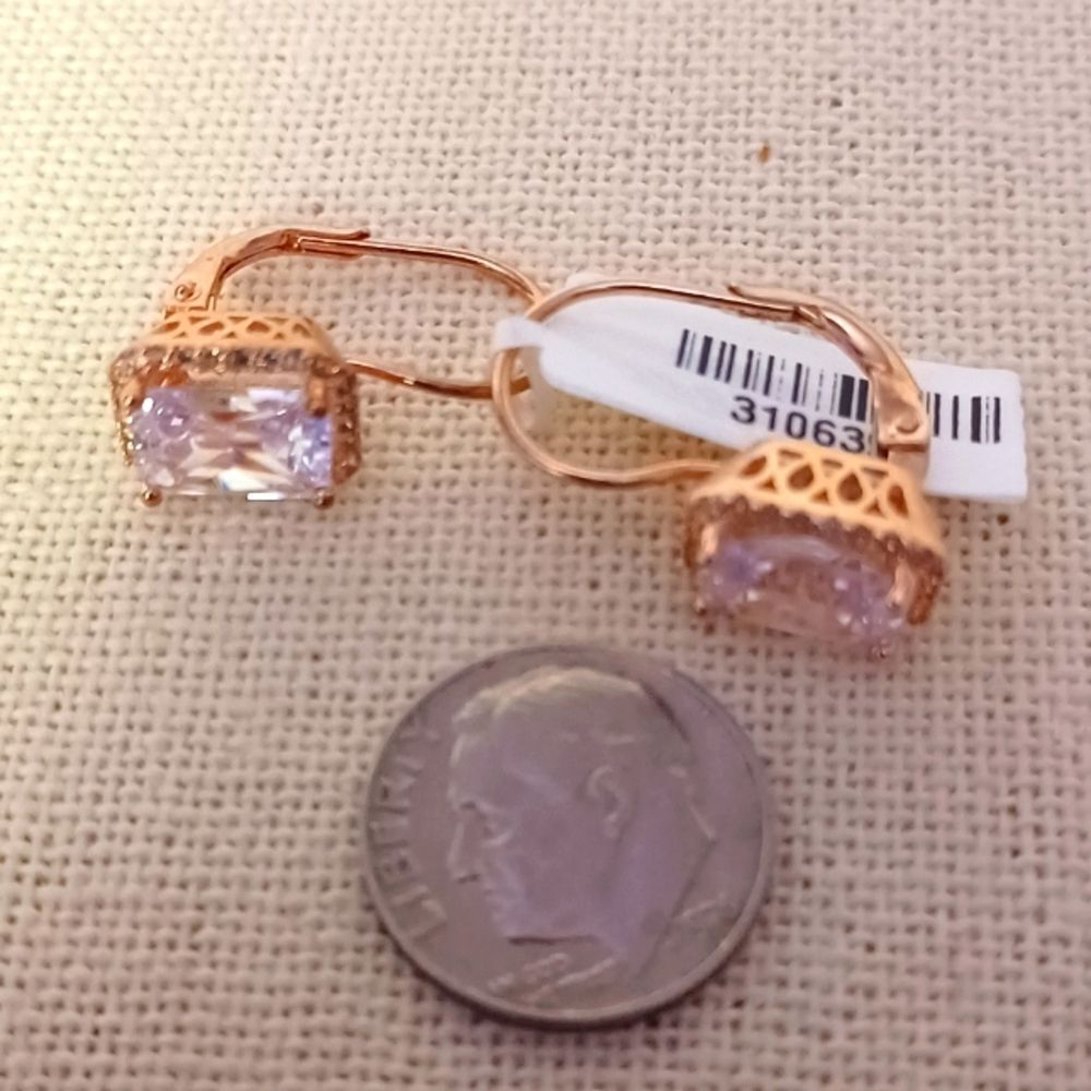 Simulated Diamond Rosetone Lever Back Earrings TGW 6.15 cts.